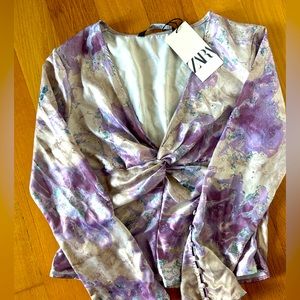 NWT Zara Purple Silk Blouse